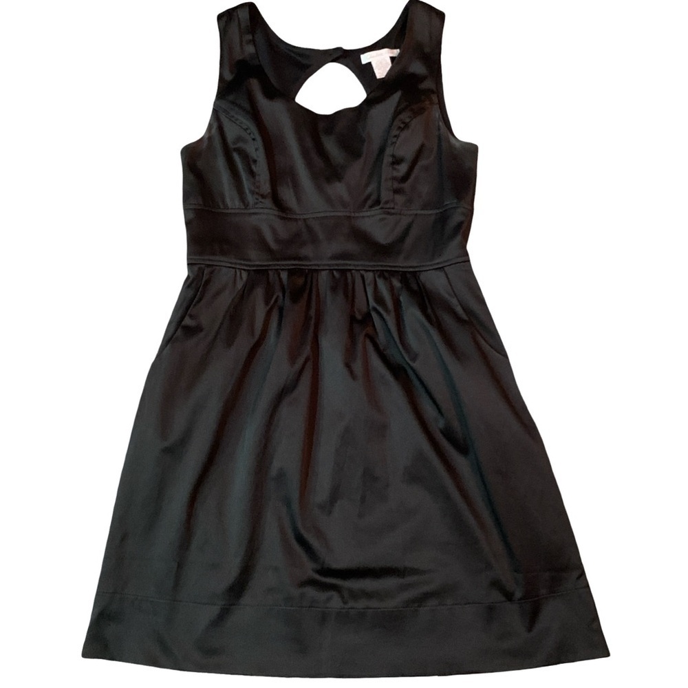 Y2k true vintage Charlotte Russe L Black A Line Satin Mini Dress W/Back Zipper
